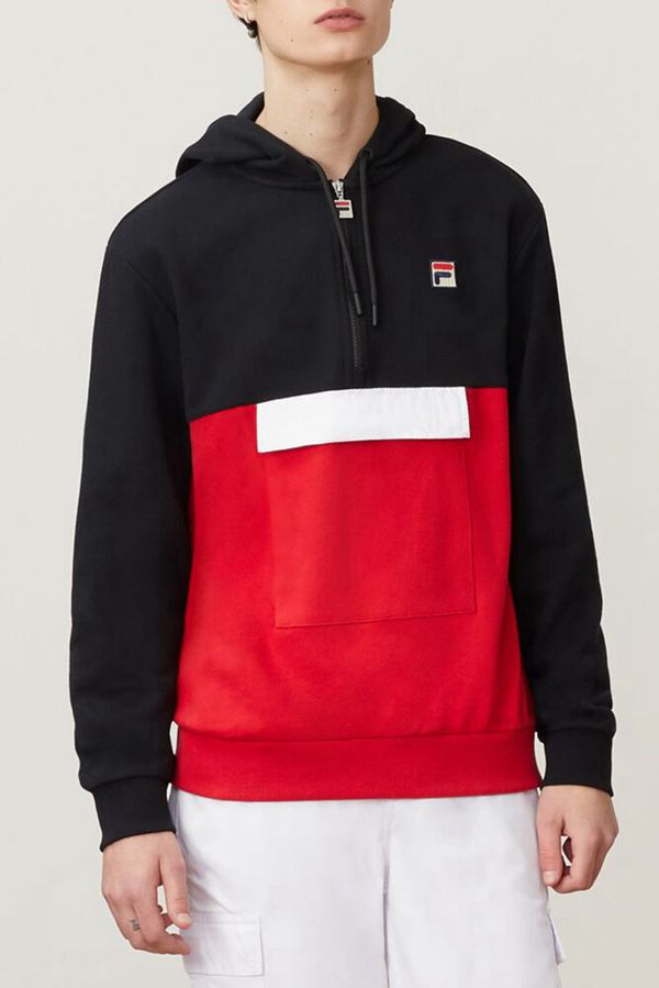 Sudaderas Fila Hombre Negras / Rojas / Blancas - Hector 1/2 Zip - España 780642MIW